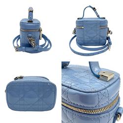 Christian Dior Shoulder Bag Lady Micro Vanity Patent Leather Sky Blue Women's z0922