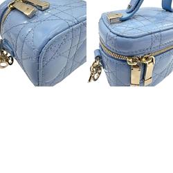 Christian Dior Shoulder Bag Lady Micro Vanity Patent Leather Sky Blue Women's z0922
