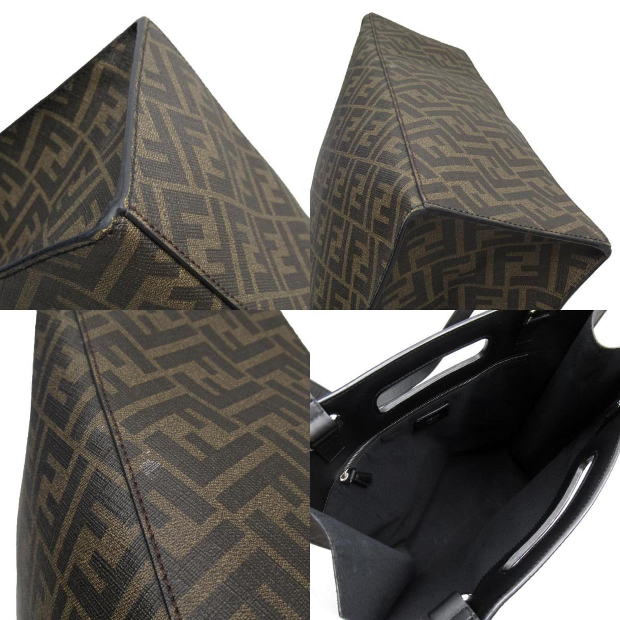 FENDI handbag shoulder bag tote Zucca leather brown black silver men's w0268g