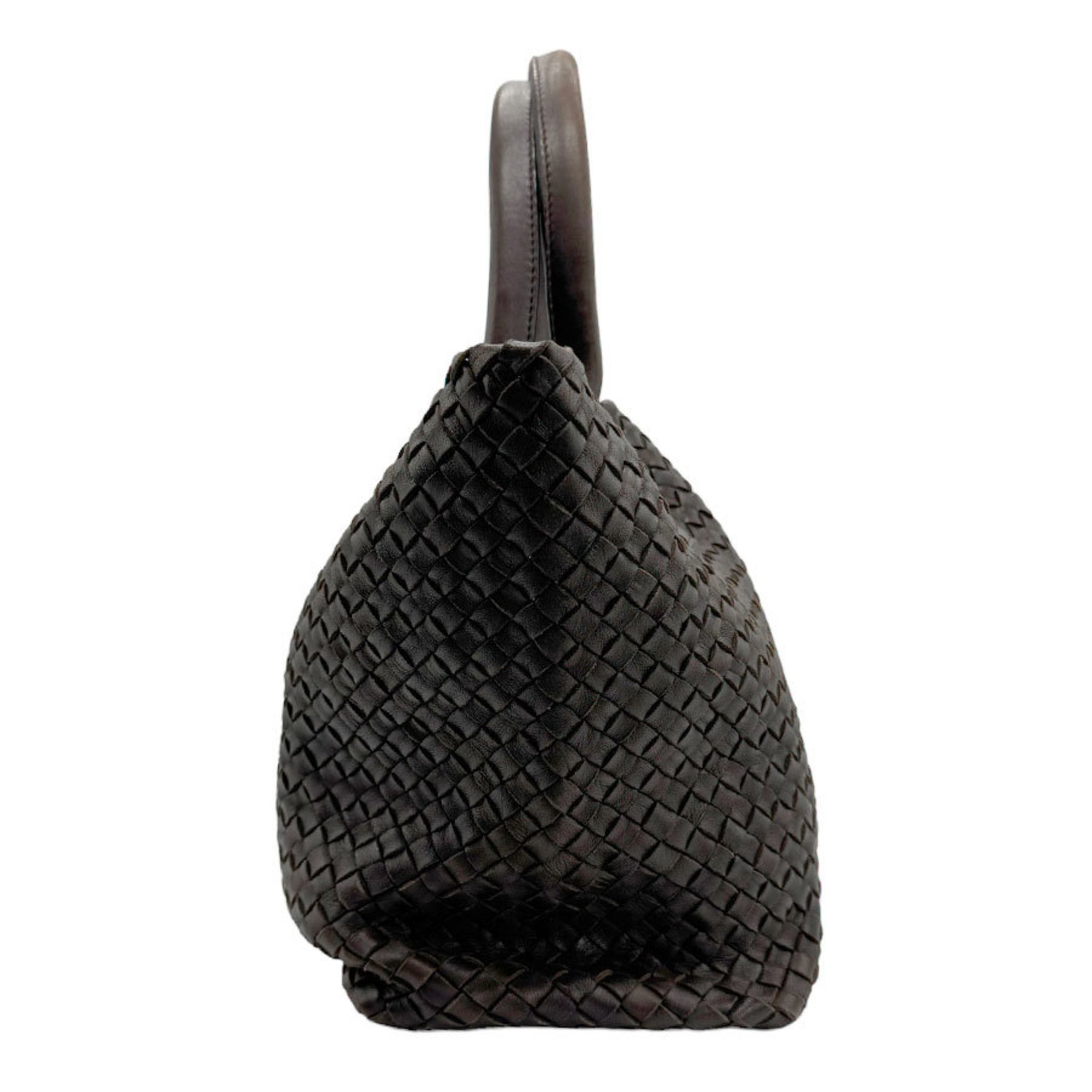 BOTTEGA VENETA Handbag Intrecciato Leather Dark Brown Men's Women's z1059
