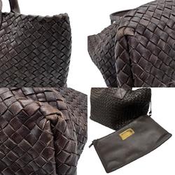 BOTTEGA VENETA Handbag Intrecciato Leather Dark Brown Men's Women's z1059