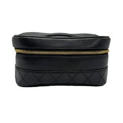 CHANEL Handbag Vanity Bag Leather Black Women's z0865