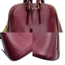 PRADA handbag shoulder bag leather wine red women's z1025