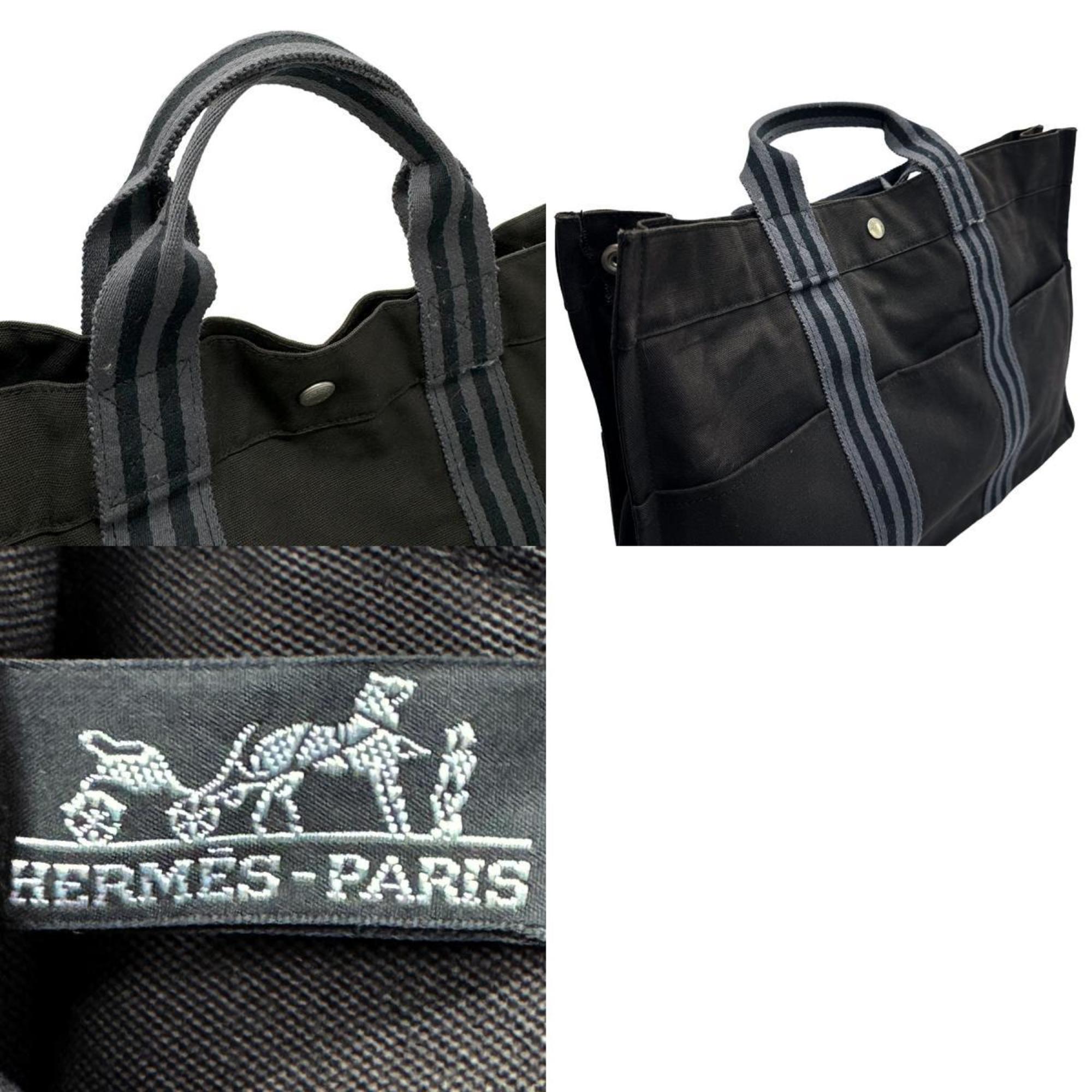 Hermes HERMES Handbag Foule MM Canvas Grey Men's Women's z0988