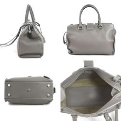 Saint Laurent SAINT LAURENT Handbag Shoulder Bag Baby Cabas Leather Grey Silver Women's e58641i