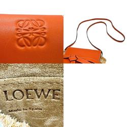 LOEWE Shoulder Bag Gate Straw Leather Beige Orange Women's z1067