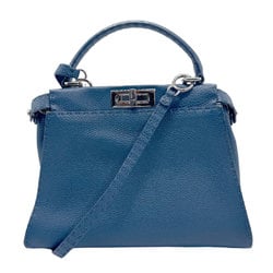 FENDI Handbag Shoulder Bag Selleria Peekaboo Regular Leather Blue Women's 8BN226-Q0J z0911