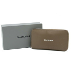 BALENCIAGA Cash Continental Round Long Wallet Leather Greige 594290