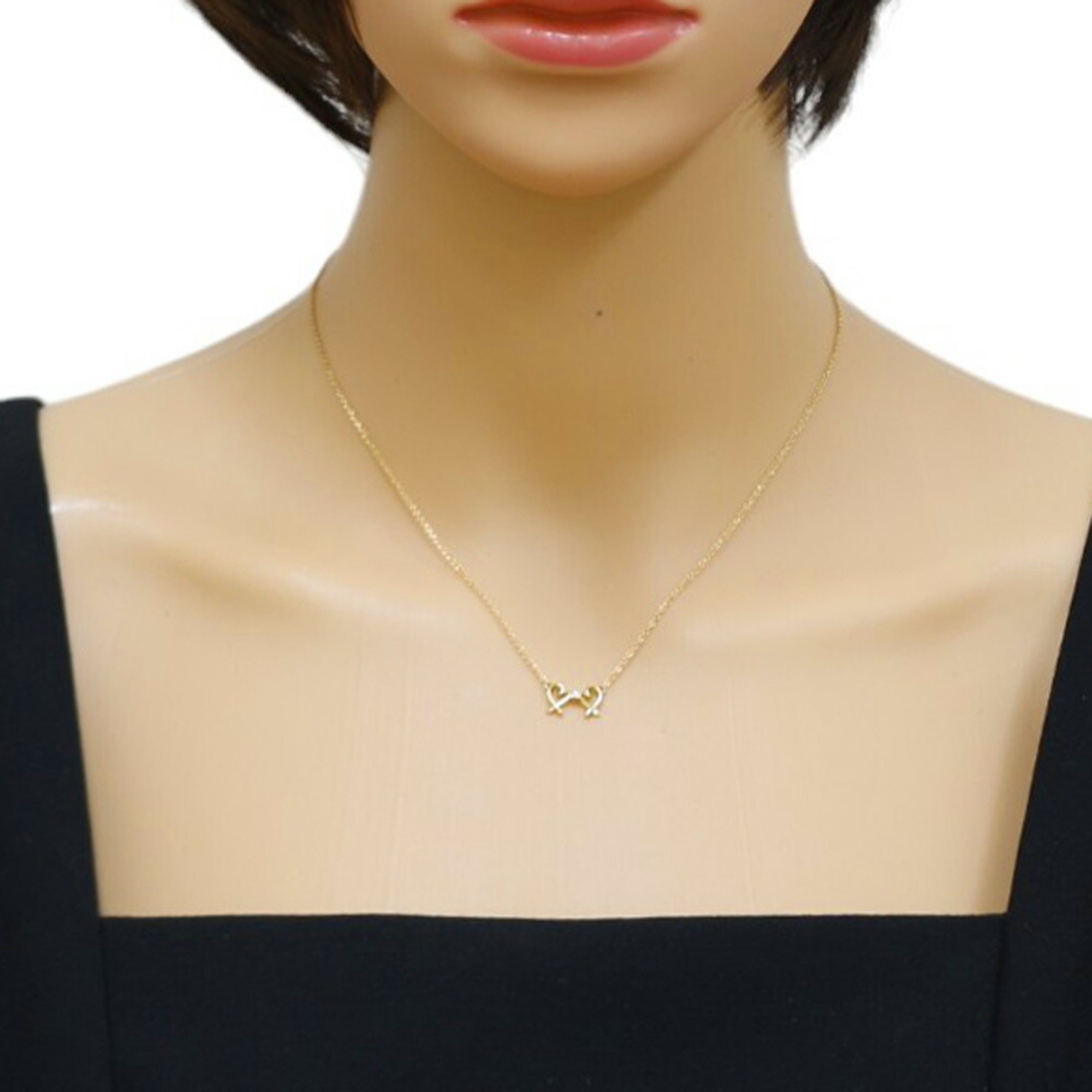 Tiffany Double Loving Heart Necklace 18K Diamond Women's TIFFANY&Co.