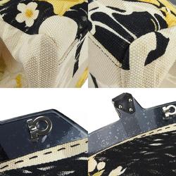 Salvatore Ferragamo Tote Bag AQ-21 4317 Gancini Canvas Leather Plastic NERO Black Yellow Women's