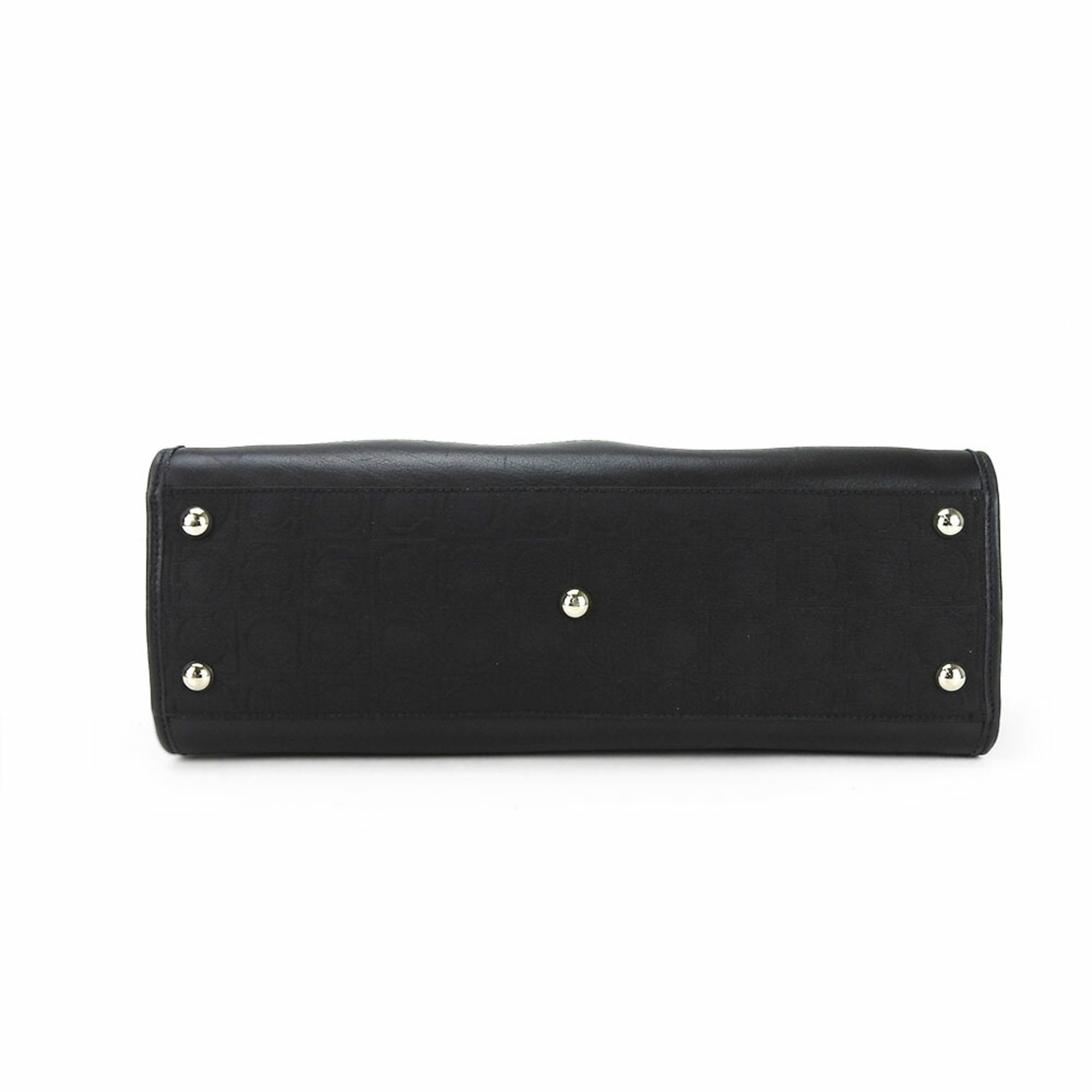 Salvatore Ferragamo Handbag EX-21 4913 Gancini Canvas Leather Black Shoulder Bag Women's