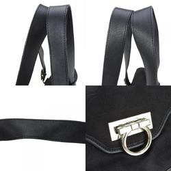 Salvatore Ferragamo Handbag EX-21 4913 Gancini Canvas Leather Black Shoulder Bag Women's
