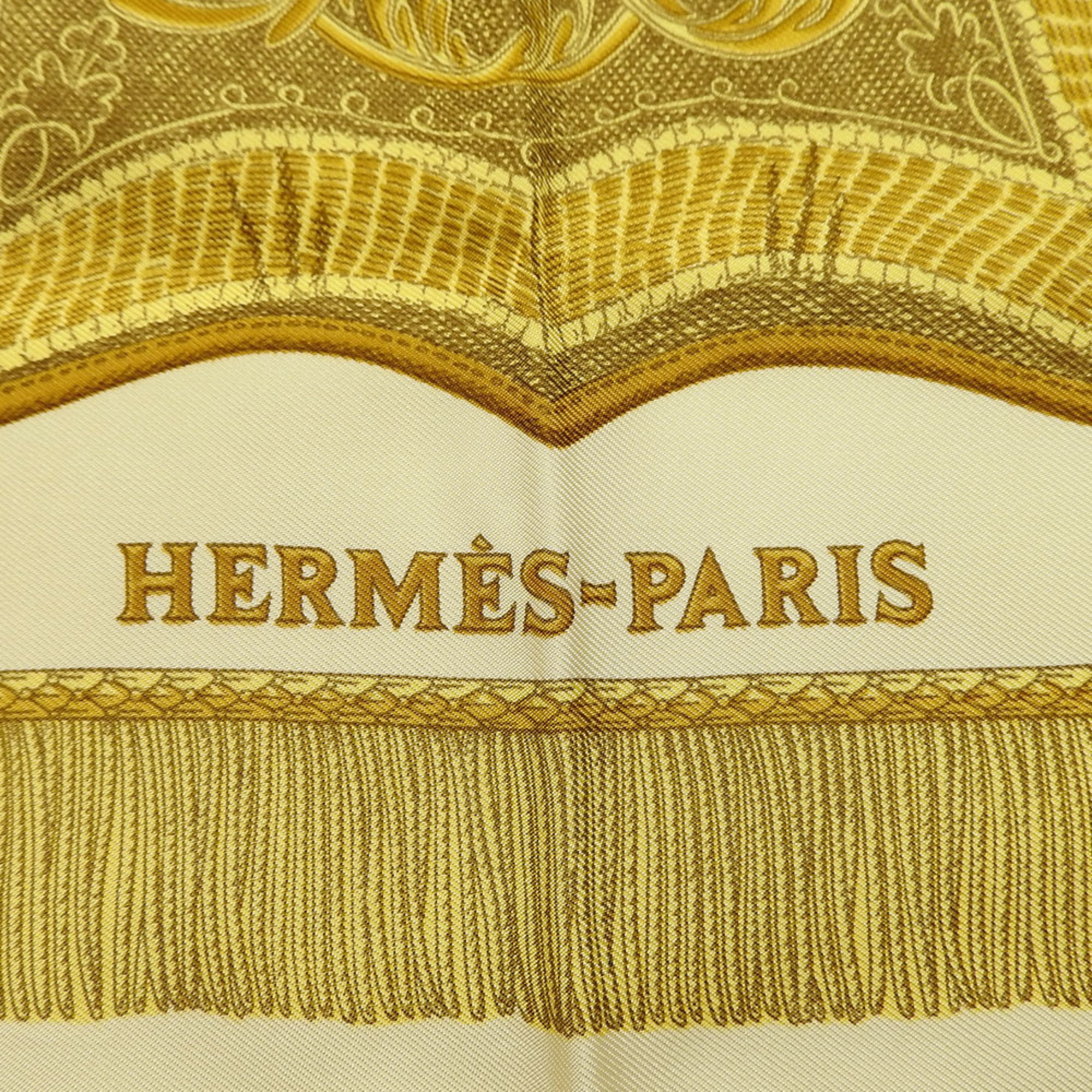 Hermes Carre 90 Scarf Silk Beige Multicolor Poste et Cavalerie Sabre Bag Women's HERMES