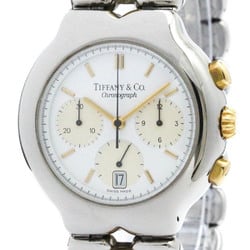 Polished TIFFANY Tesoro Chronograph 18K Gold Steel Quartz Watch M0322 BF572358
