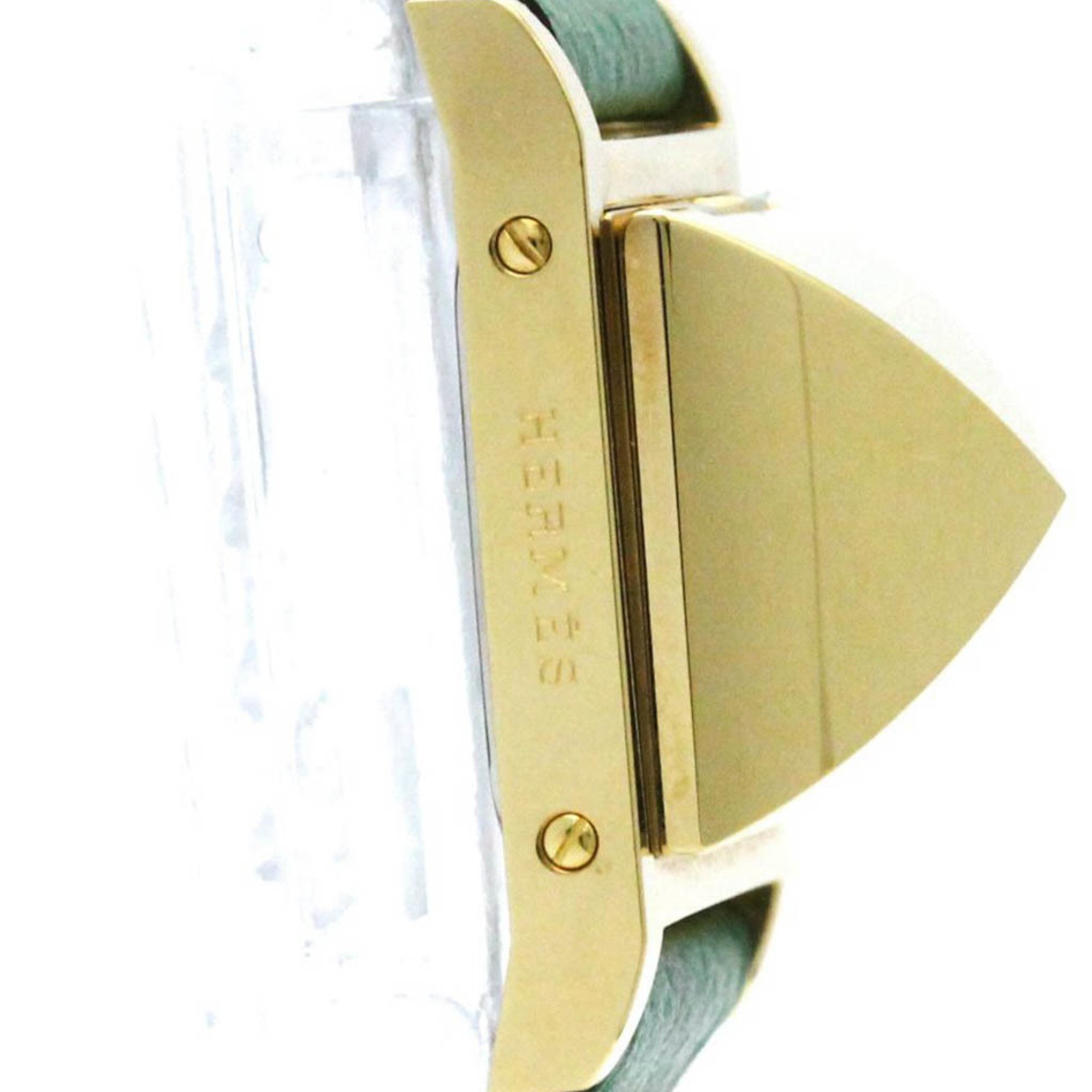 HERMES Medor Gold Plated Leather Quartz Ladies Watch ME1.201 BF572344