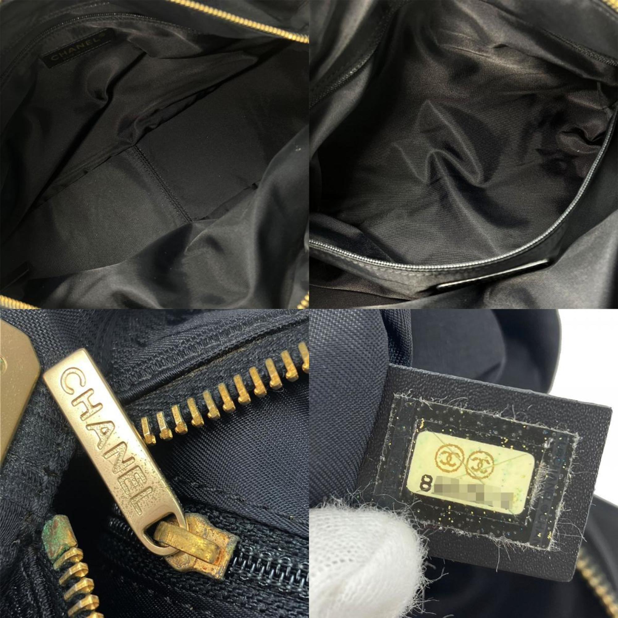 Chanel Handbag Boston Bag New Travel Line Jacquard Nylon Black No.8 Women's CHANEL