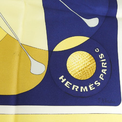 Hermes Carre 90 Scarf Silk Navy Yellow SWING Golf Women's HERMES