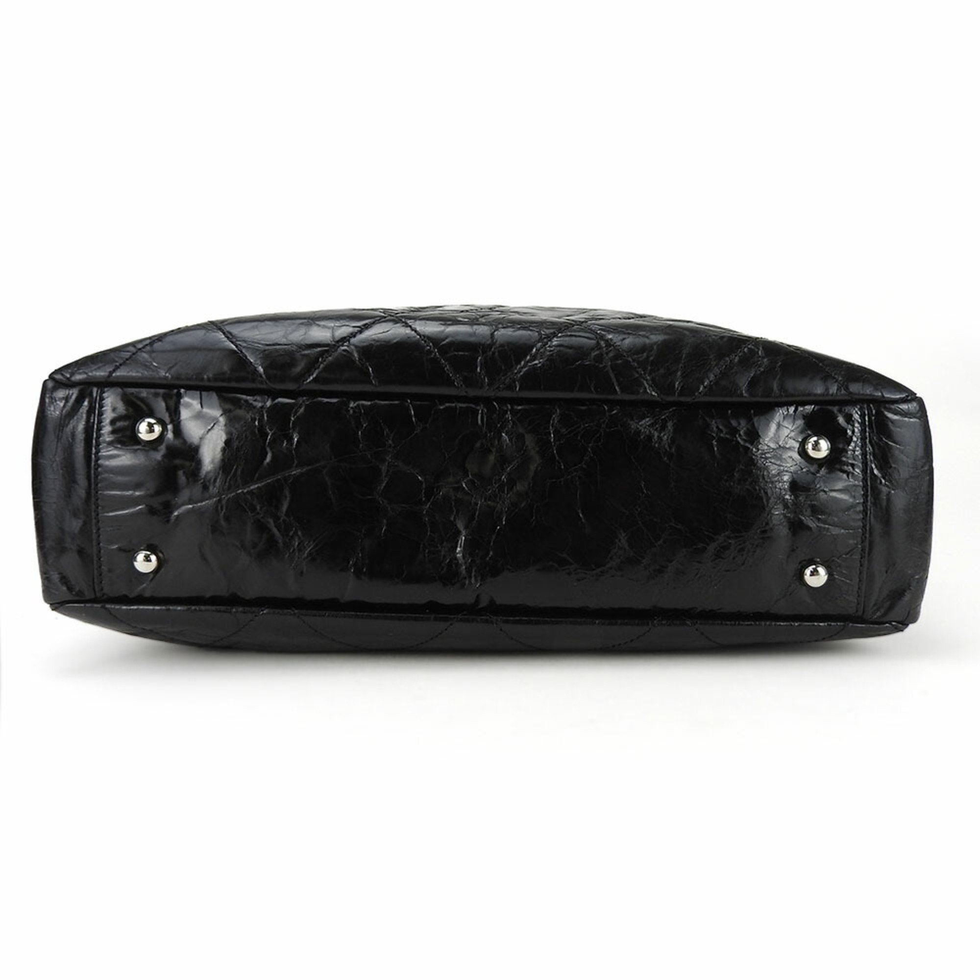 Chanel Tote Bag Portobello Leather Tweed Black 2way Chain 1 Women's CHANEL