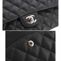 CHANEL Matelasse 25 Chain Shoulder Bag Caviar Skin Black A01112 Silver Metal Fittings Coco Mark