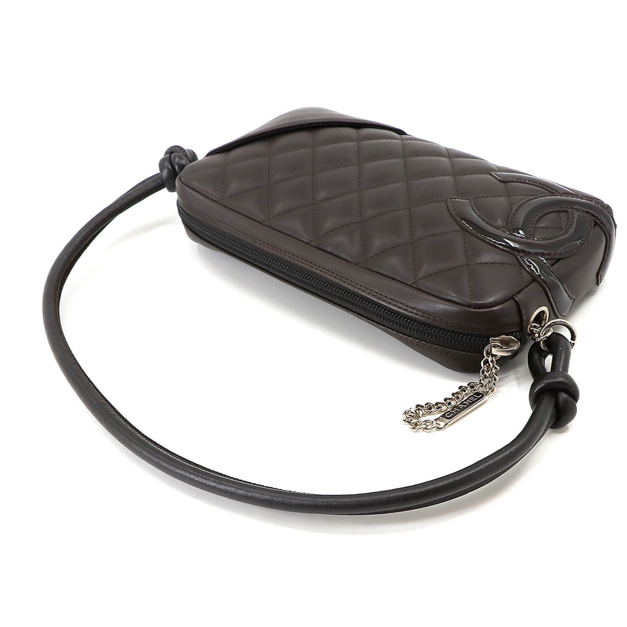 CHANEL Cambon Line Shoulder Bag Leather Enamel Maroon A25175 Silver Hardware