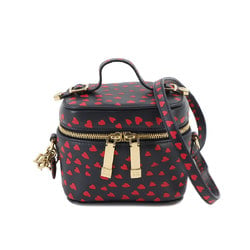 Christian Dior Lady Micro Vanity 2way Hand Shoulder Bag Heart Pattern Leather Navy Red S09180SGA Case