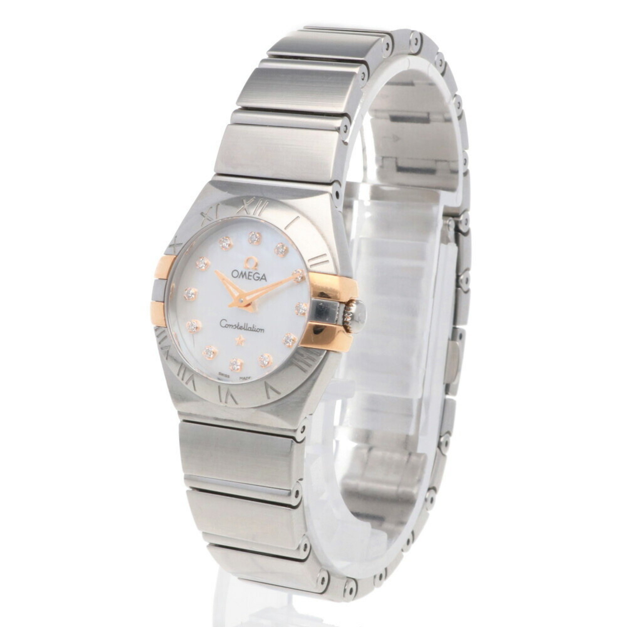 OMEGA Constellation Watch Stainless Steel 12320246055005 Quartz Ladies 12P Diamond Mother of Pearl