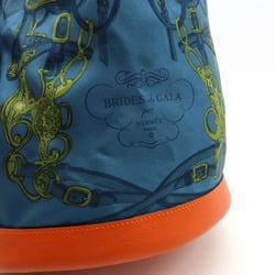 HERMES Soircool 22 BRIDES de GALA Shoulder bag Backpack Silk Leather Blue Orange □Q stamp