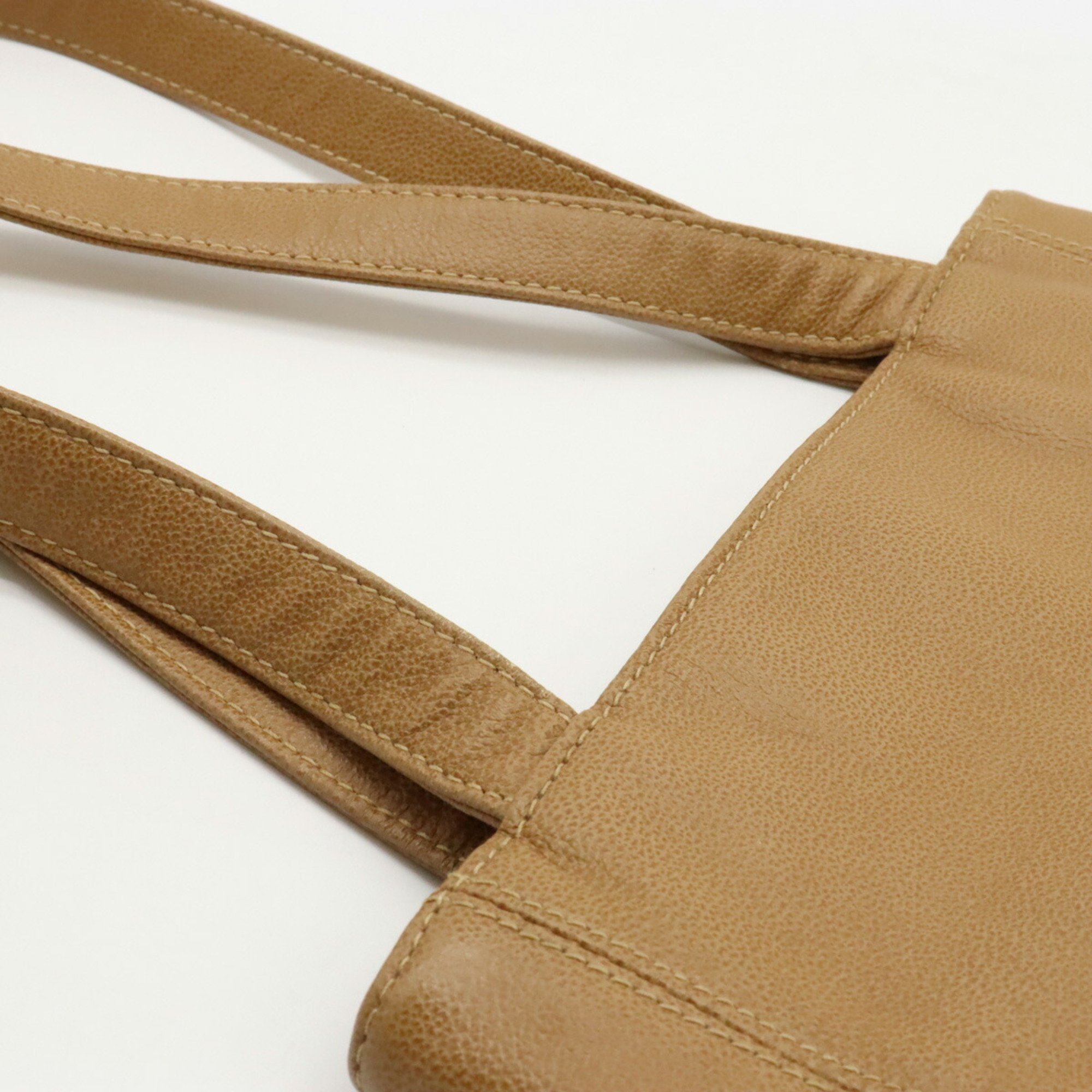 CHANEL Coco Mark Tote Bag Shoulder Leather Beige Brown