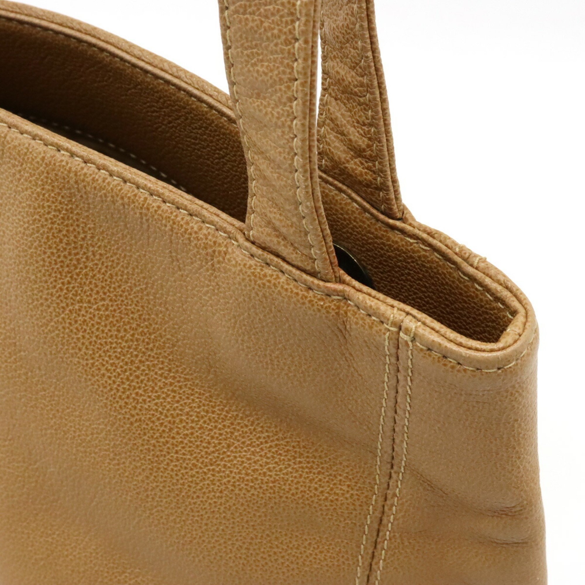 CHANEL Coco Mark Tote Bag Shoulder Leather Beige Brown