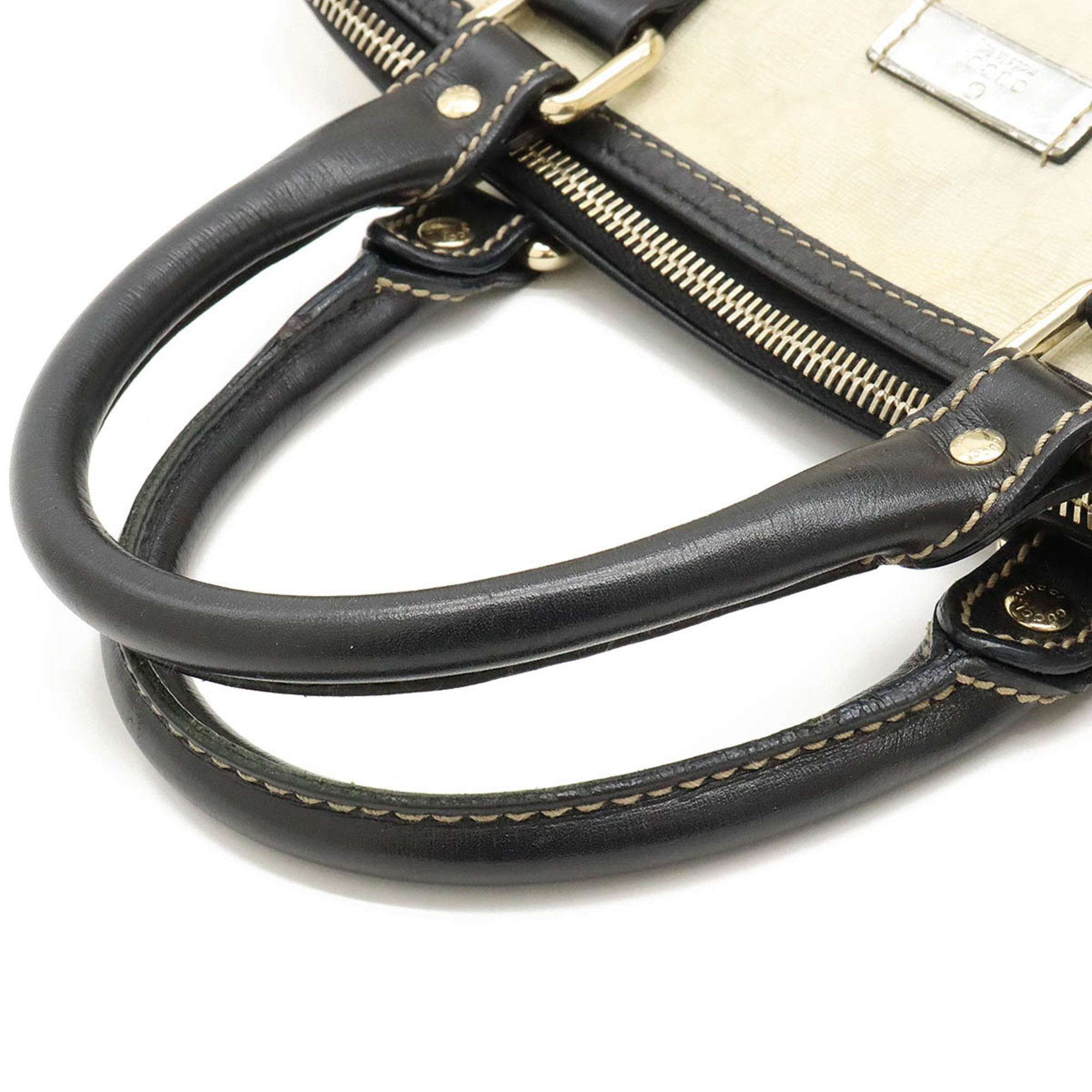 GUCCI GG Supreme Handbag Boston Bag PVC Leather Ivory Black Limited Edition 193603