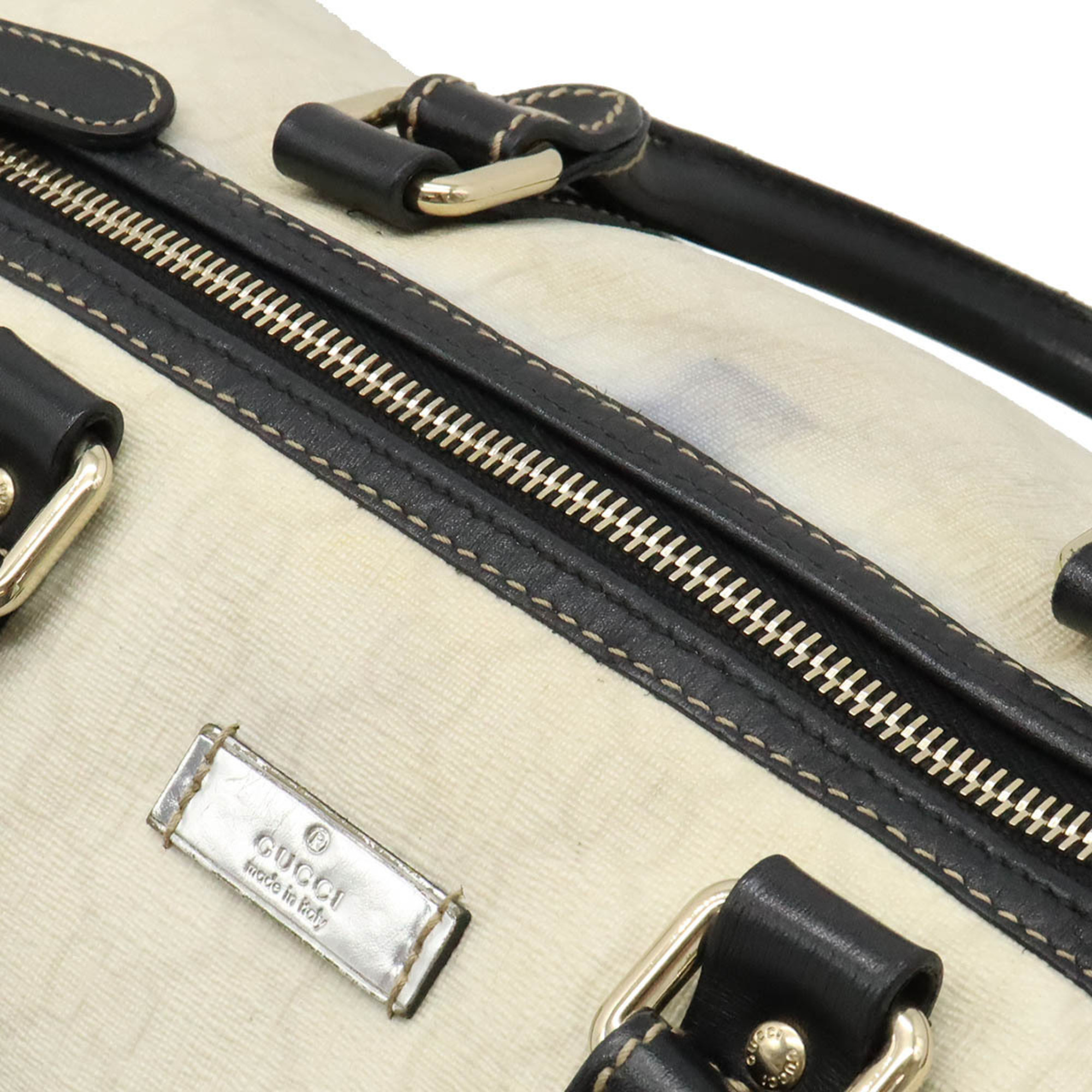 GUCCI GG Supreme Handbag Boston Bag PVC Leather Ivory Black Limited Edition 193603