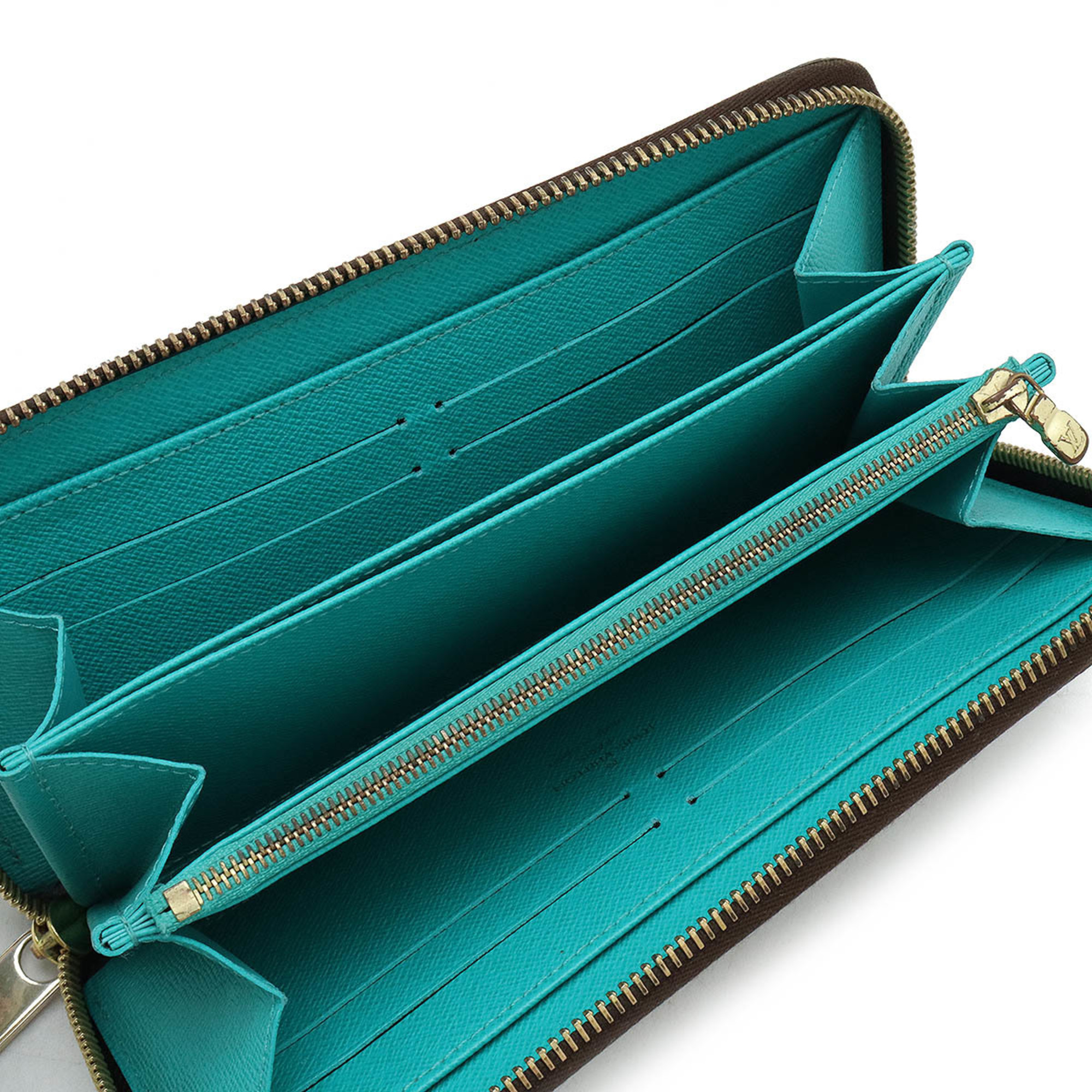 LOUIS VUITTON Louis Vuitton Monogram V-Line Zippy Wallet Round Long Turquoise Green M60928