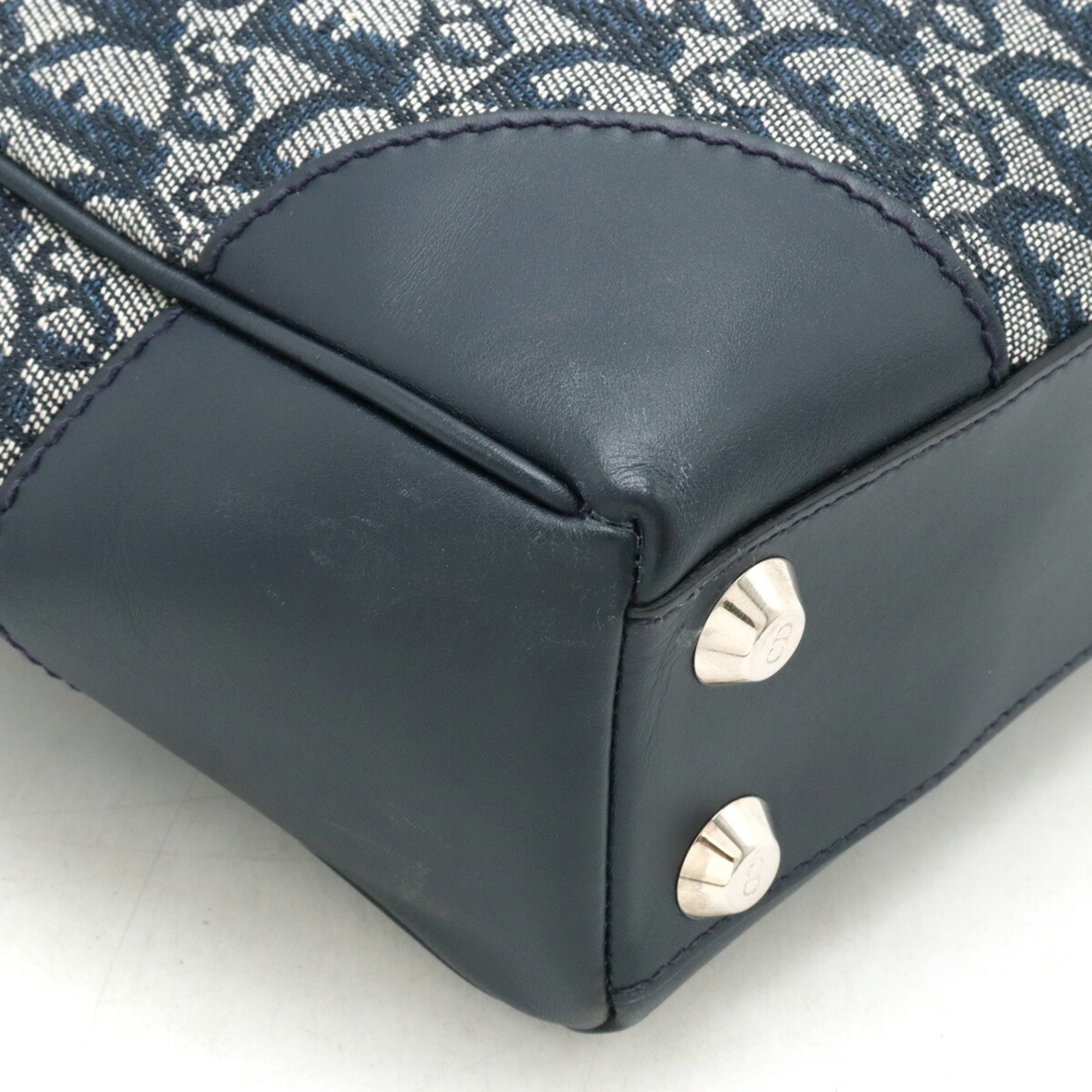 Christian Dior Trotter handbag tote bag canvas leather navy blue