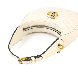 GUCCI GG Marmont Half Moon Shaped 2way Hand Shoulder Bag Leather White 699514 Mini