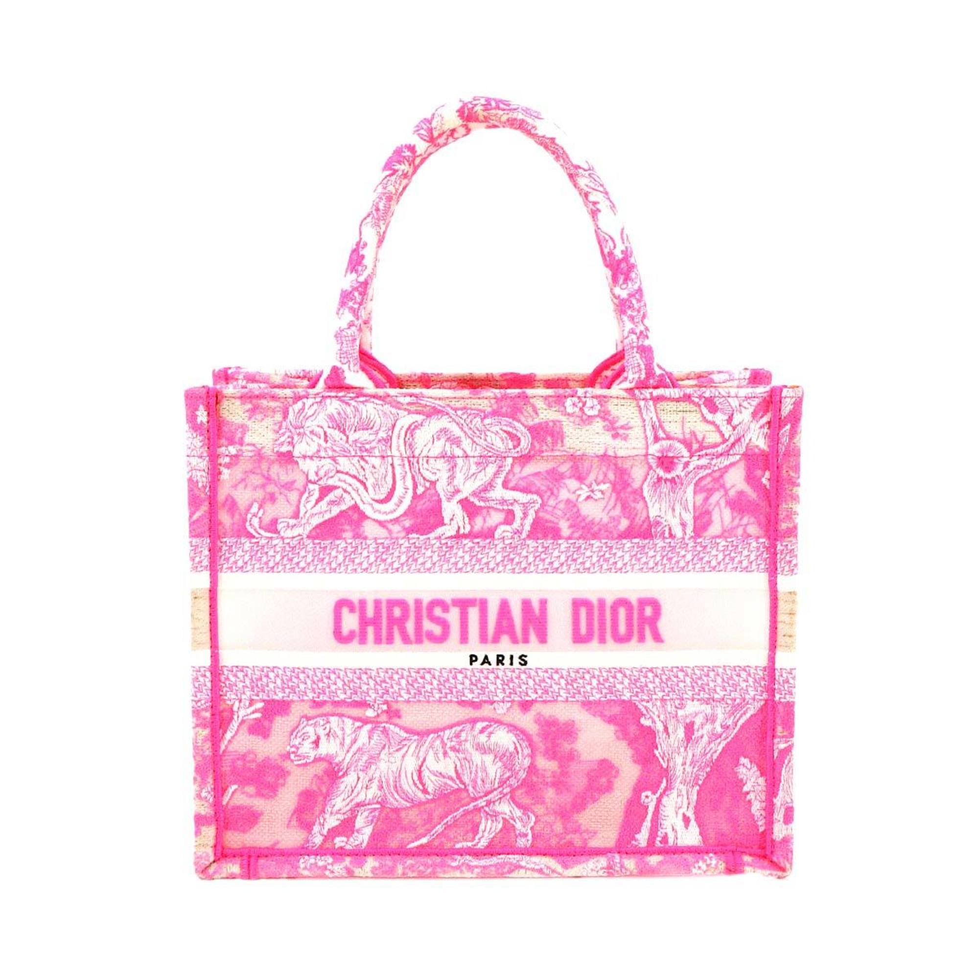 Christian Dior Book Tote Small Bag Canvas Pink White