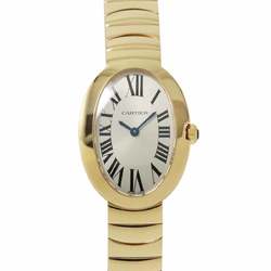 Cartier Baignoire SM W8000008 Ladies' Watch Silver Dial K18YG Yellow Gold Quartz
