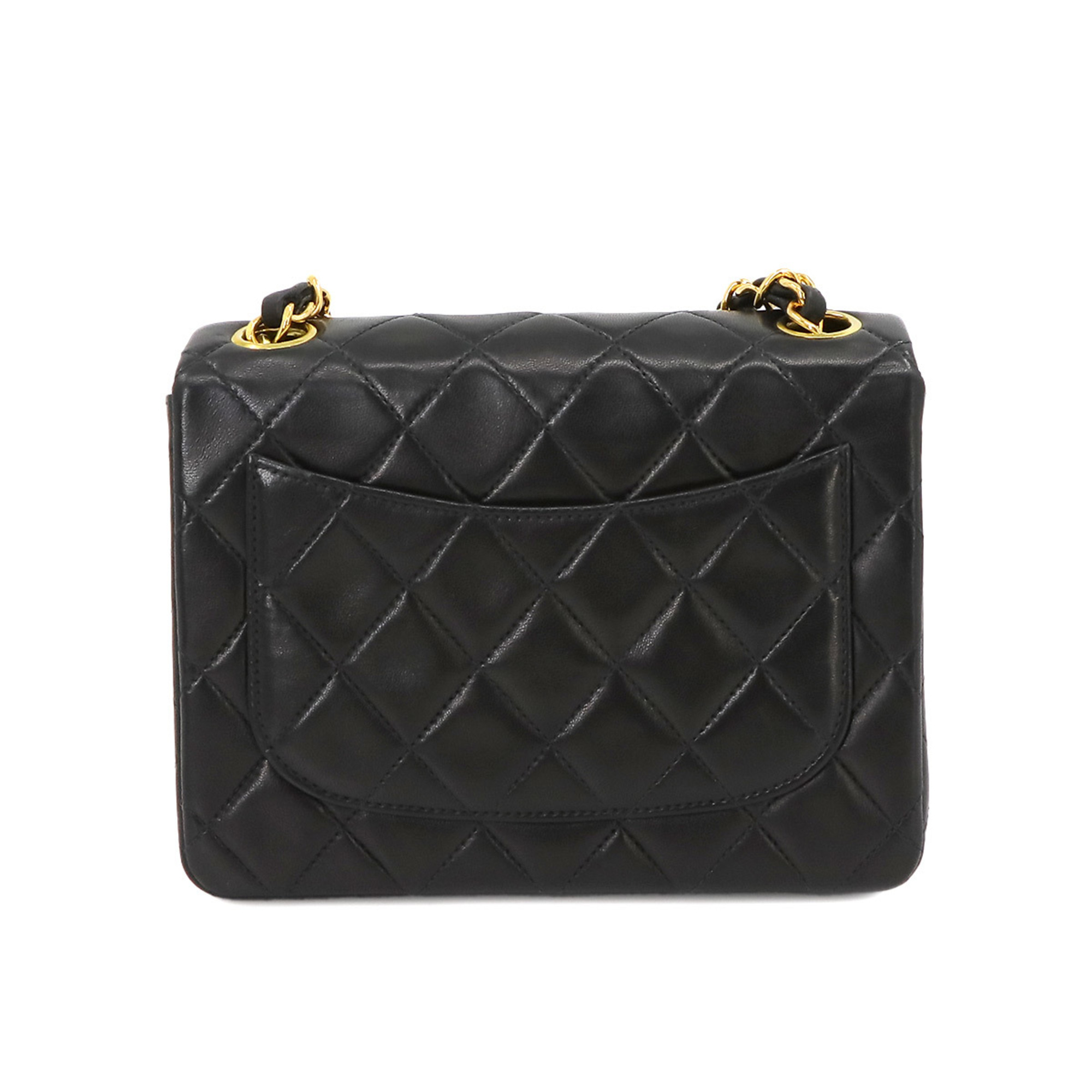 CHANEL Matelasse Chain Shoulder Bag Leather Black A01115 Gold Hardware Mini