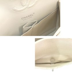 CHANEL Matelasse 25 Chain Shoulder Bag Caviar Skin White A01112 Silver Hardware