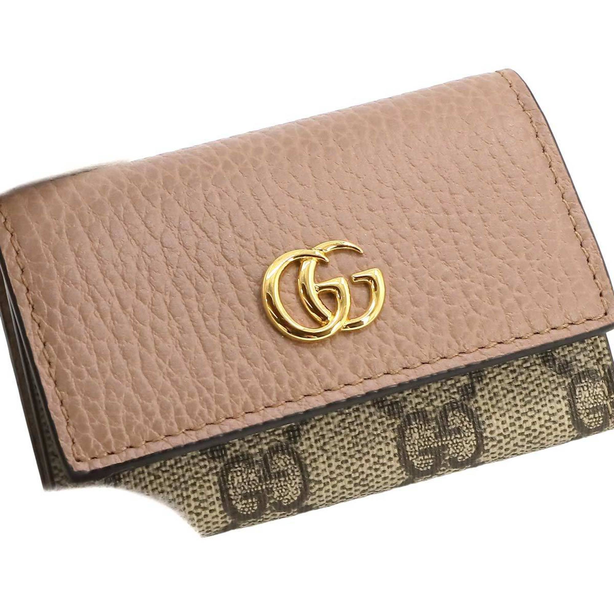 GUCCI GG Marmont Supreme 6-ring key case Leather Beige Brown 456118 Gold hardware Key Case