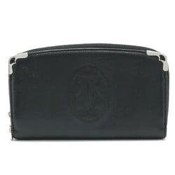 Cartier Marcello de Round Long Wallet Leather Black