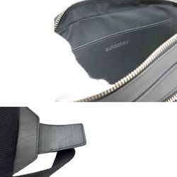Burberry Check Body Waist Bag Leather Charcoal Gray 8017717