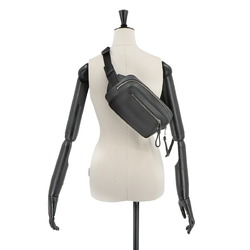 Burberry Check Body Waist Bag Leather Charcoal Gray 8017717