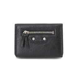 BALENCIAGA Classic Wallet Tri-fold Leather Black 477455