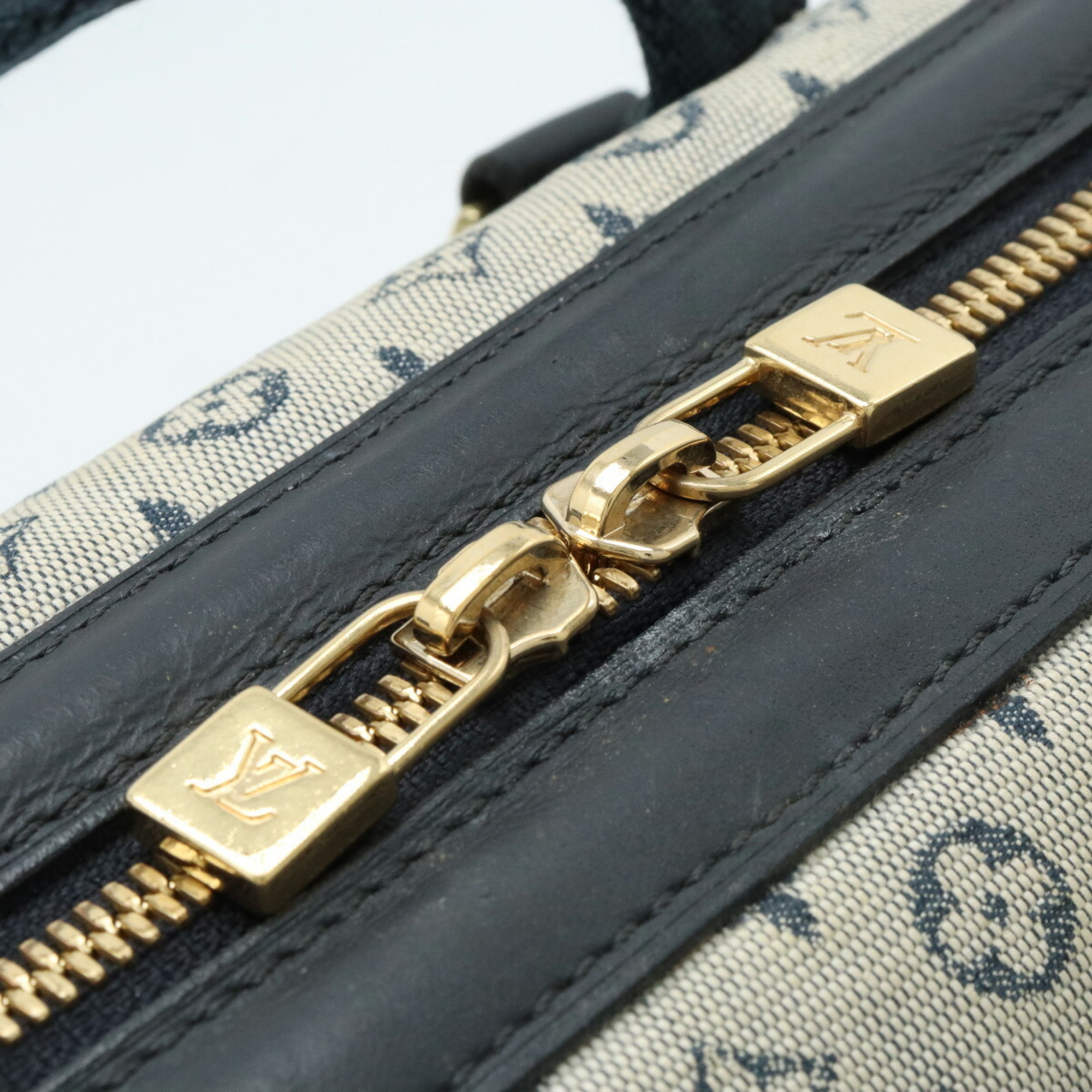 LOUIS VUITTON Louis Vuitton Monogram Josephine PM Handbag Boston Bag Canvas Leather Blue Navy M92214