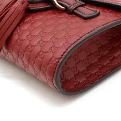 GUCCI Micro Guccissima Shoulder Bag Chain Pochette Tassel Leather Red 449636