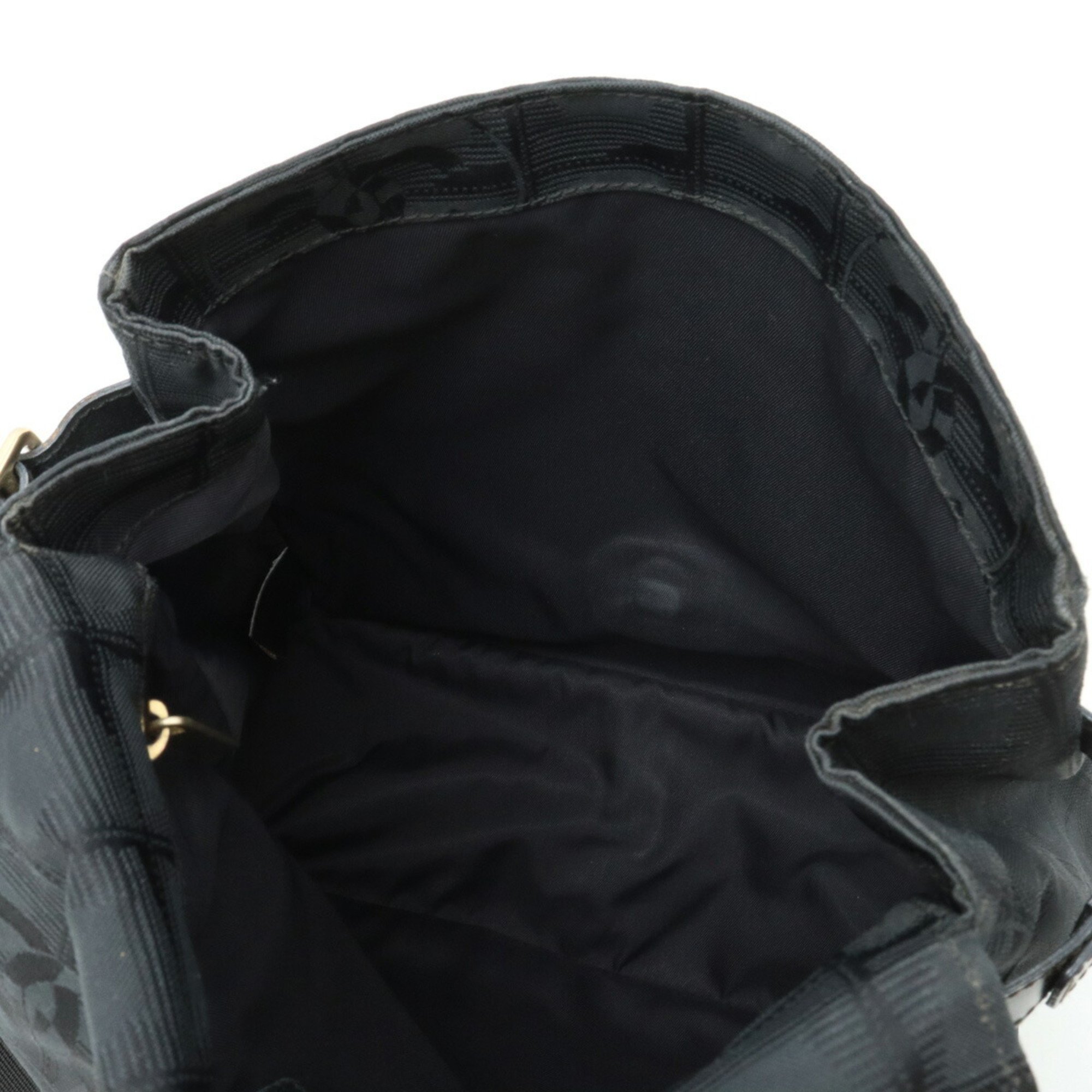 CHANEL New Travel Line Shoulder Bag Nylon Jacquard Black A29347