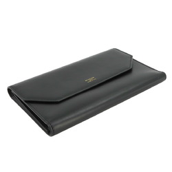 BALENCIAGA Envelope Continental Tri-fold Long Wallet Leather Black 743220 Silver Hardware