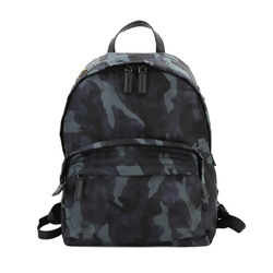 PRADA Camouflage pattern backpack, nylon, saffiano leather, blue, 2VZ066, gunmetal metal fittings, Backpack