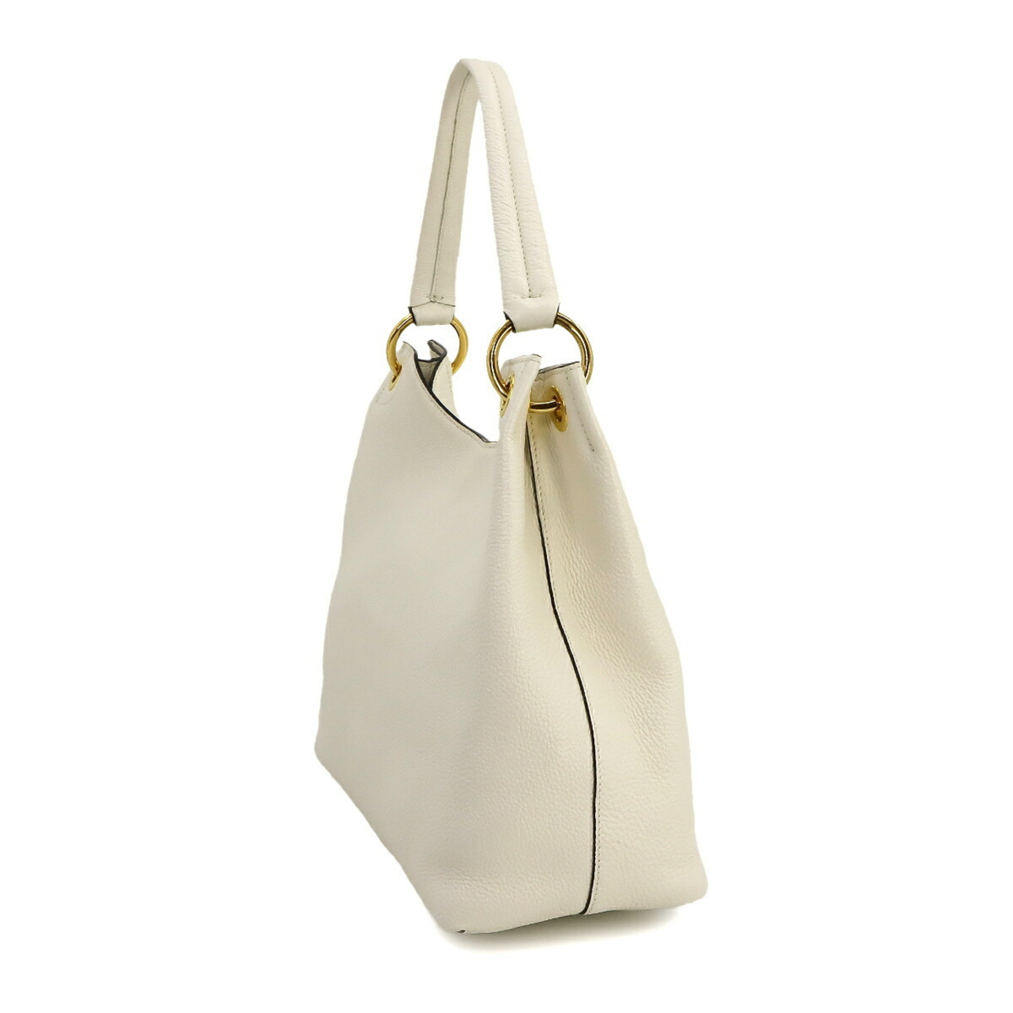PRADA Bag Leather White 1BC051 Gold Hardware Shoulder