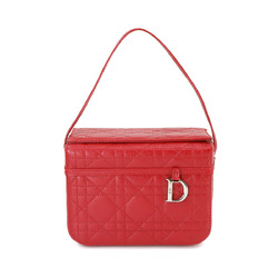 Christian Dior Lady Vanity Hand Bag Leather Red